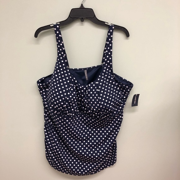Land’s End | Women's Polka Dot Tankini Top | Navy | Size 24W - Picture 1 of 3